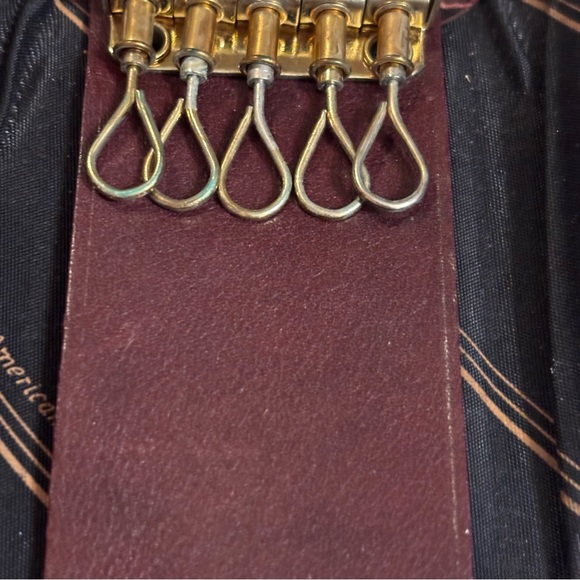 VTG ROLFS Mens Cowhide Leather Key Holder Bifold 5 Key Hooks Brown Brass Accents - Picture 3 of 5
